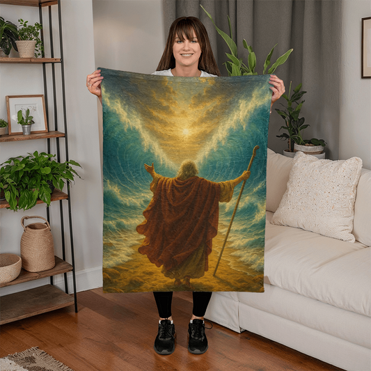 Moses Parting Red Sea Fleece Blanket