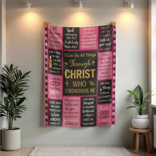 Philippians 4:13 Christian Fleece Blanket